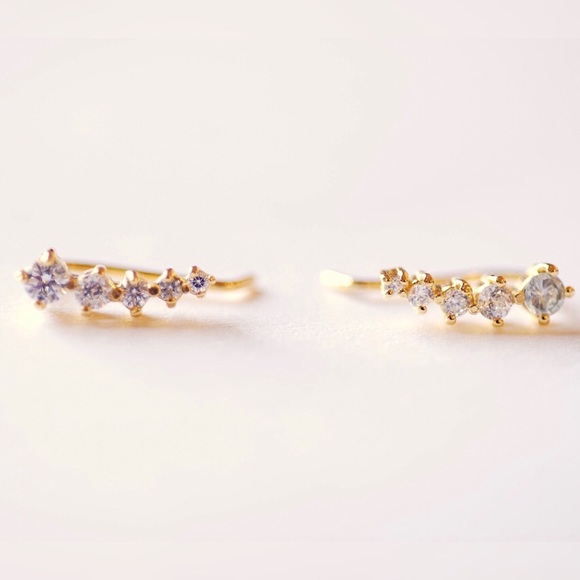 Gold plated cubic zirconia ear wires - Picture 2 of 4